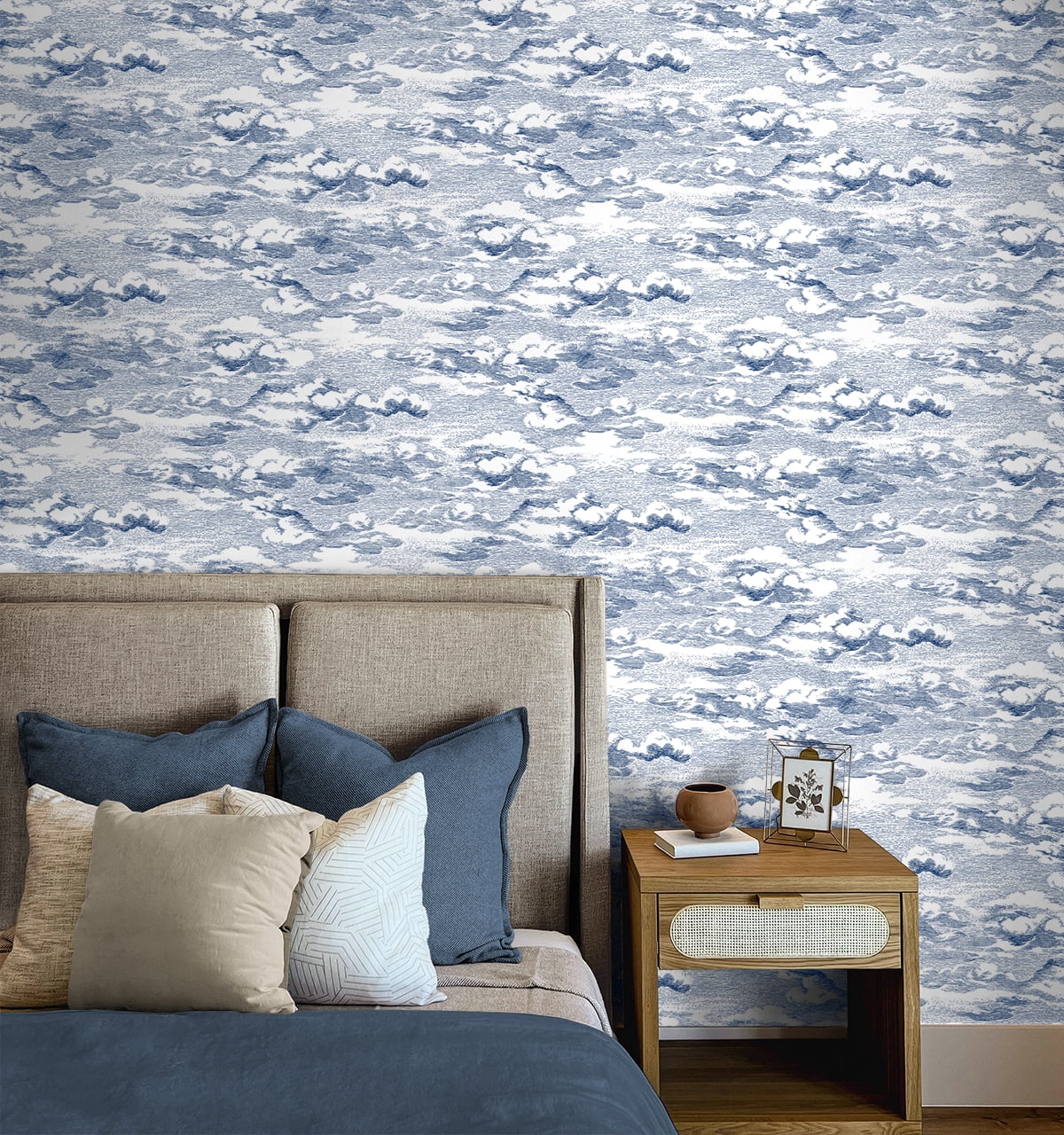 Harry & Grace Blue Clouds Peel And Stick Wallpaper - 20.5 ft. W x 18 ft. L Roll