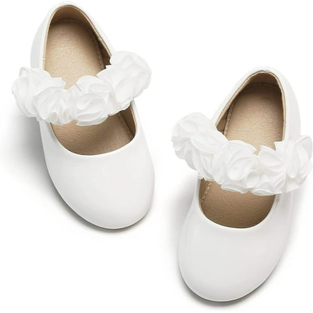 

QWZNDZGR Toddler Flower Girl Dress Shoes - Girl Ballet Flats Party School Shoes Wedding
