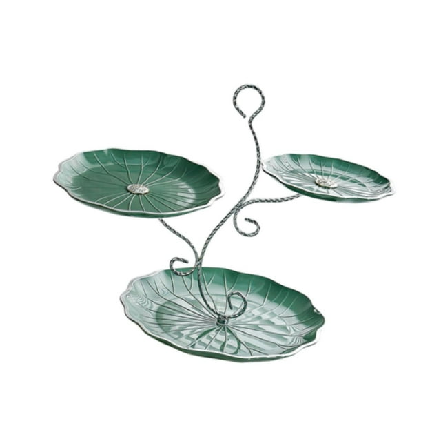 Plato de Postre Strade Fareast Limited Soporte para Magdalenas 3 Niveles Verde y Plata