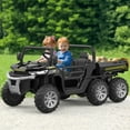 thumbnail image 3 of Shininglove 24V Kids Electric Car with Shovel, 6 Wheels Battery Powered Ride ons with Tipping Bucket Trunk, Music, LED Light, Black, 3 of 8