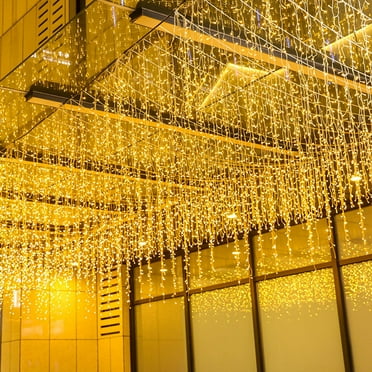 ZOELNIC 13ft 120LEDs Icicle Lights Outdoor Curtain Fairy Lights Waterproof Icicle String Lights Christmas Warm White Plug LED Fairy Lights for Patio Tree Party Decorations