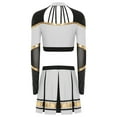 thumbnail image 4 of vastwit Women Schoolgirl Cheerleading Team Uniform Long Sleeve Crop Tops with Pleated Skirt White L, 4 of 6