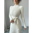 thumbnail image 2 of New Knitted Maxi Dress with Tie Waist and Elegant Sweater Style, 2 of 5