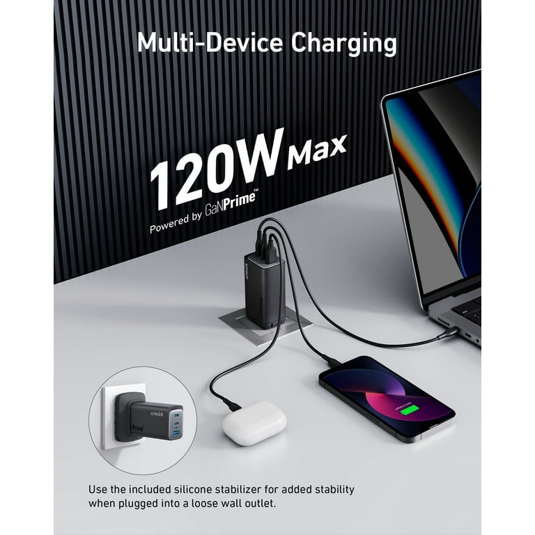 Anker 737 Fast Charger (GaNPrime 120W) with USB-C to USB-C Cable