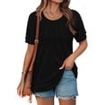 thumbnail image 2 of KISSMODA Womens Pleated Casual Summer Tops Short Sleeve Round Neck Shirts S-3XL, 2 of 4