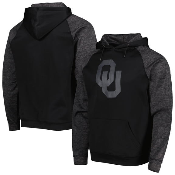Men's Colosseum Oklahoma Sooners Blackout 3.0 Tonal Raglan Pullover Hoodie