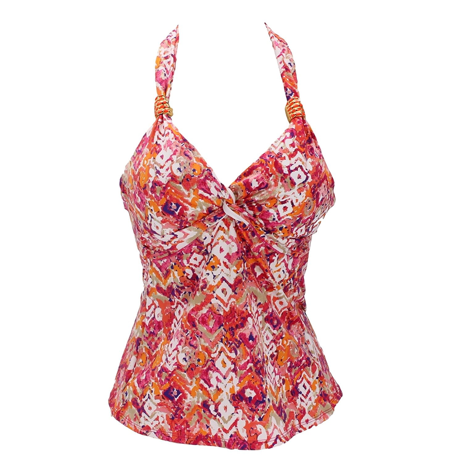 Apt. 9 Women's Orange/Multi Twist Front Halter Tankini Swimsuit Top - Size  Large - Walmart.com