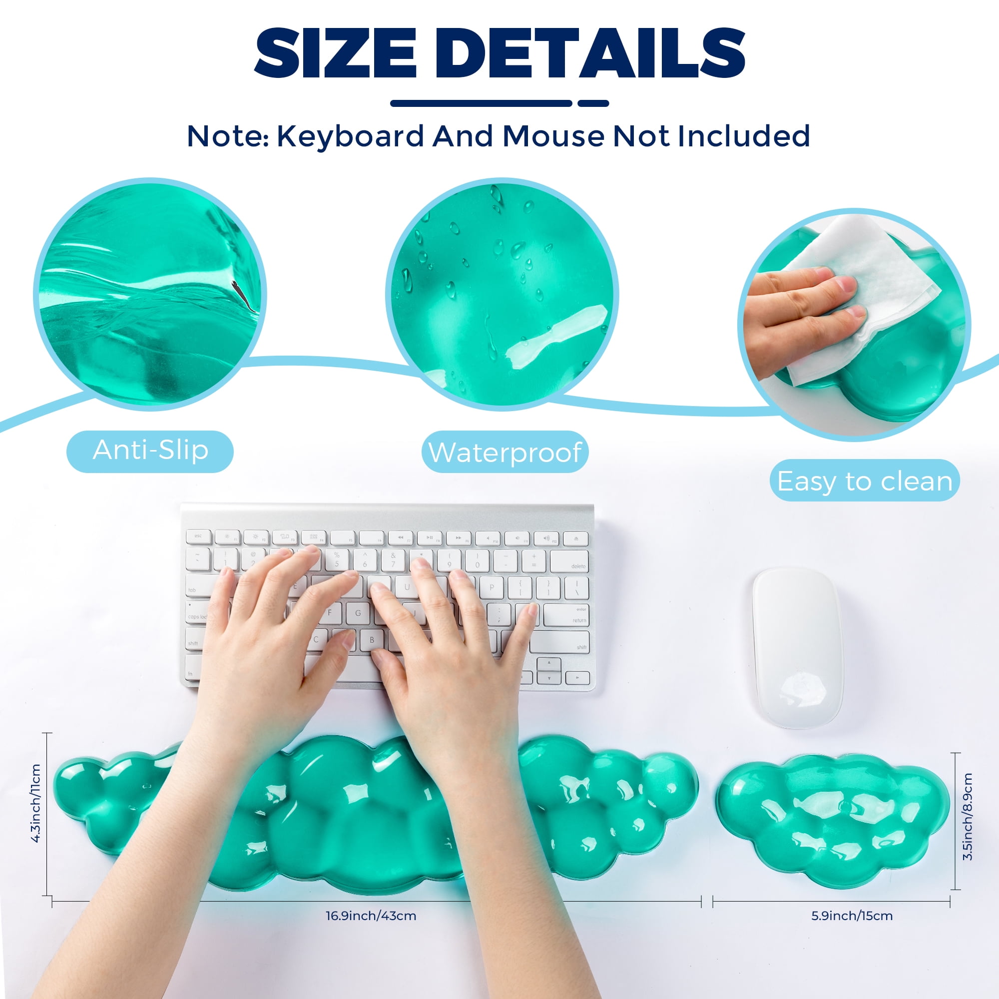 ABRONDA Gel Cloud Keyboard & Mouse Wrist Rest Set - Cloud Keyboard Wrist Rest Pad & Mouse Support for Office Gaming Pad Computer Laptop Ergonomic Comfortable Pain Relief- Cloud Pad Set