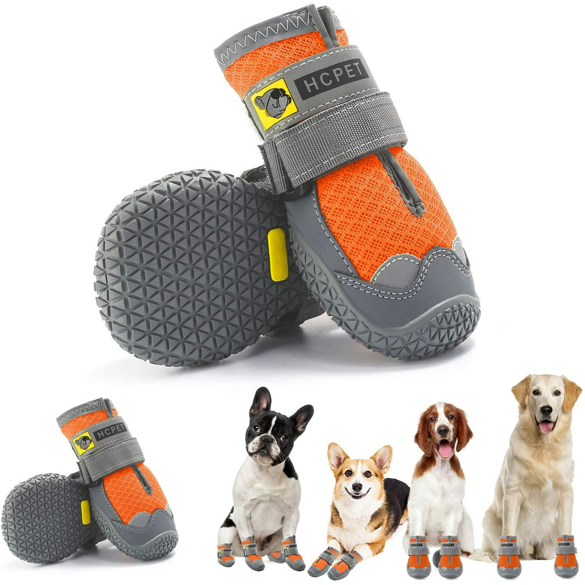 IGUOHAO Dog Boots Paw Protector Anti Slip Breathable Dog Shoes for Small Medium Large Dogs Puppy Booties with Reflective Straps 4Pcs Walmart