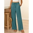 thumbnail image 5 of Cutuoiiu Women's High Waisted Solid Color Wide Leg Pants, Drawstring Elastic Waist with Pockets, Lightweight Loose Fit Long Trousers for Everyday Wear Gift, 5 of 8