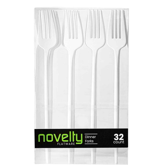 Novelty Modern Flatware Cutlery Disposable Dessert Plastic White Forks 32 Pieces