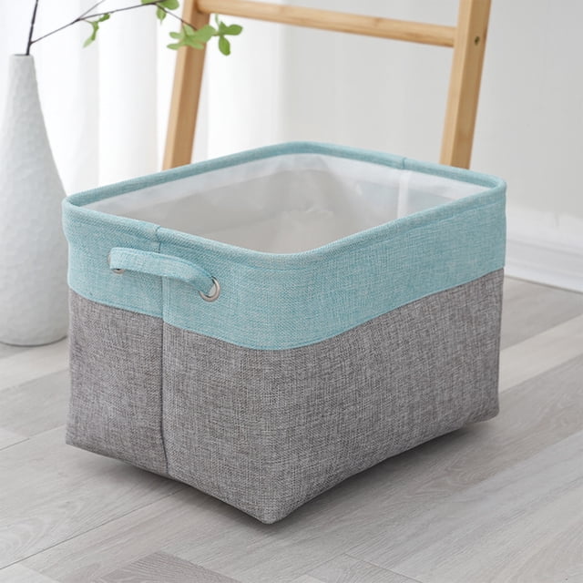 Cesta de Almacenamiento de Lino - Organizador de Tela Cestas Plegables para Estantes, Verde MNFD