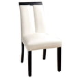 thumbnail image 2 of Set of 2 Modern Black and White Leatherette Padded Side Chairs with Slit Back - Perfect for Kitchen Dining, 2 of 6