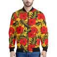 thumbnail image 3 of Chaqueta con estampado de flores coloridas hawaianas para hombre, sudaderas con estampado 3D de plantas tropicales, abrigos de manga larga con cremallera estilo bombardero callejero, 3 of 5