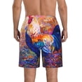 thumbnail image 3 of KLL Rooster Oil Painting Men's Casual Summer Beach Shorts Hawaiian Shorts with Pockets-Small, 3 of 5