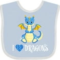 thumbnail image 3 of Inktastic I Love Dragons with Cute Blue Dragon Boys or Girls Baby Bib, 3 of 4