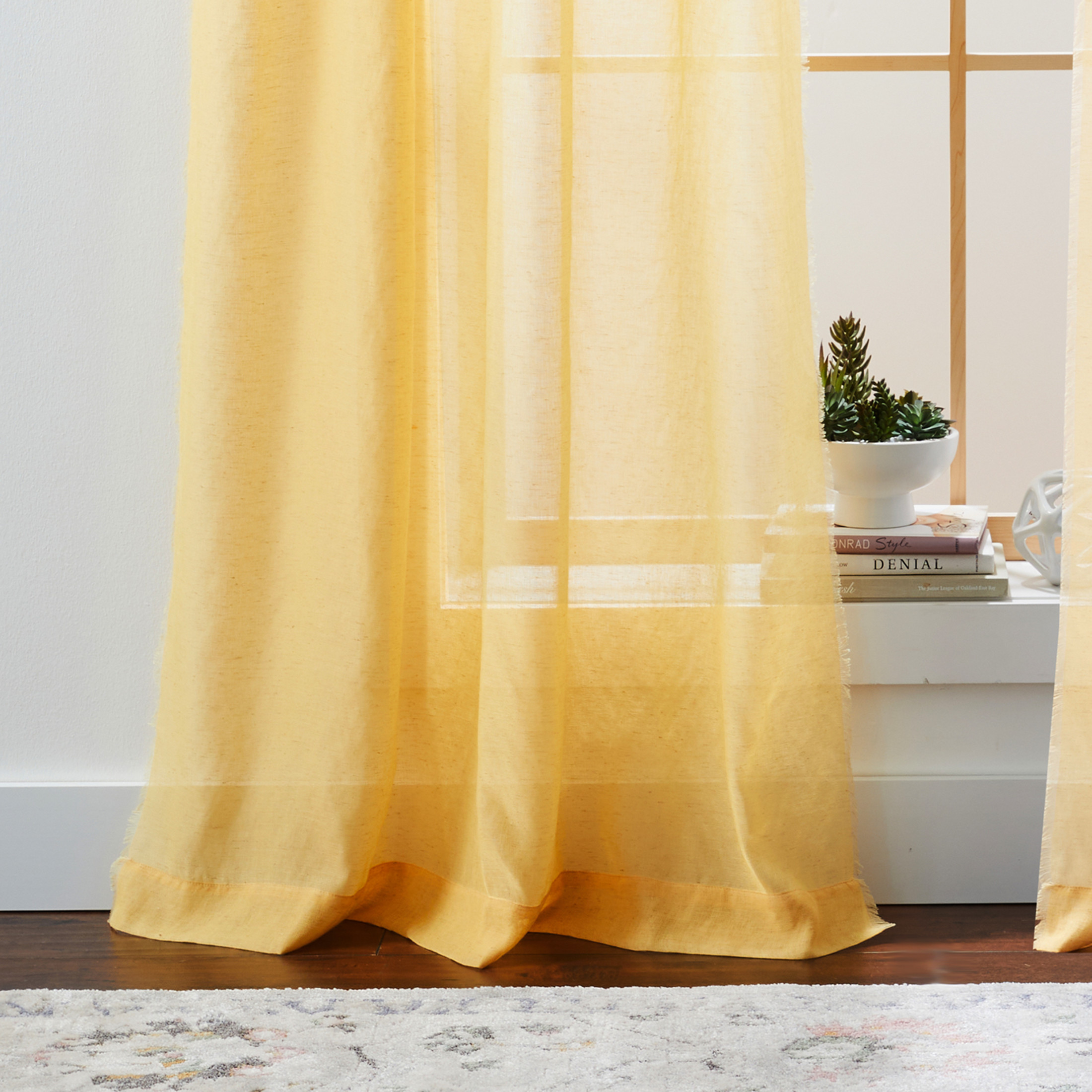 Better Homes & Gardens Fringe Sheer Curtain Panel, 50x95, Gold photo 5