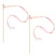 thumbnail image 2 of 10pcs Pink Wedding Delicate Ribbon Streamers Fairy Stick Cheer Props Party Supplies Favors With Golden Bell, 2 of 3