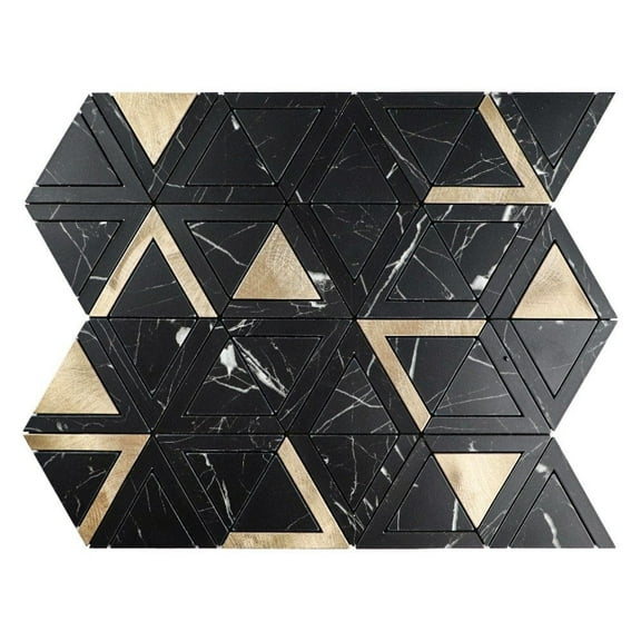 Nero Marquina Triangle Peel and Stick Tile Aluminum DIY Tiles