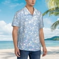 thumbnail image 5 of Xecao White Bule Glitter print Hawaiian shirt - a stylish short-sleeve button-down for men, perfect for casual beach and tropical outings., 5 of 9