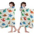 thumbnail image 4 of White Cartoon Dinosaurs Pattern Hooded Bath Towel，60"x35" for Ages 3 To 12 Kids, Quick Dry Lightweight Soft Microfiber Hood Beach Towel Cover Up for Kids, 4 of 7