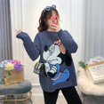 thumbnail image 3 of Disney Mickey Mouse Pull Tricoté Automne Hiver Col Roulé Pulls Décontractés Femmes Manches Longues Pull Ample Filles FGS, 3 of 6