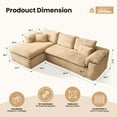 thumbnail image 2 of XIZZI 112" Modern Sectional Sofa with Curved Armrests - Plush Corduroy Upholstery, No-Assembly Needed, for Living Room and Bedroom, Left Chaise, Beige, 2 of 9