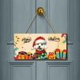 thumbnail image 2 of Merry Christmas Santa Bichon Frise Scarf Twinkling Lights Xmas Holiday Landscape Wood Sign Bichons Dog Lovers Gifts Idea Hanging Wall Home Decor - 00022, 2 of 5
