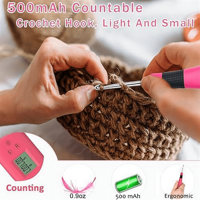 Counting Crochet Set Numbers, Crochet Needles Rechargeable Crochet Strap 2  Level LED Number Crochet Set for Knitting 