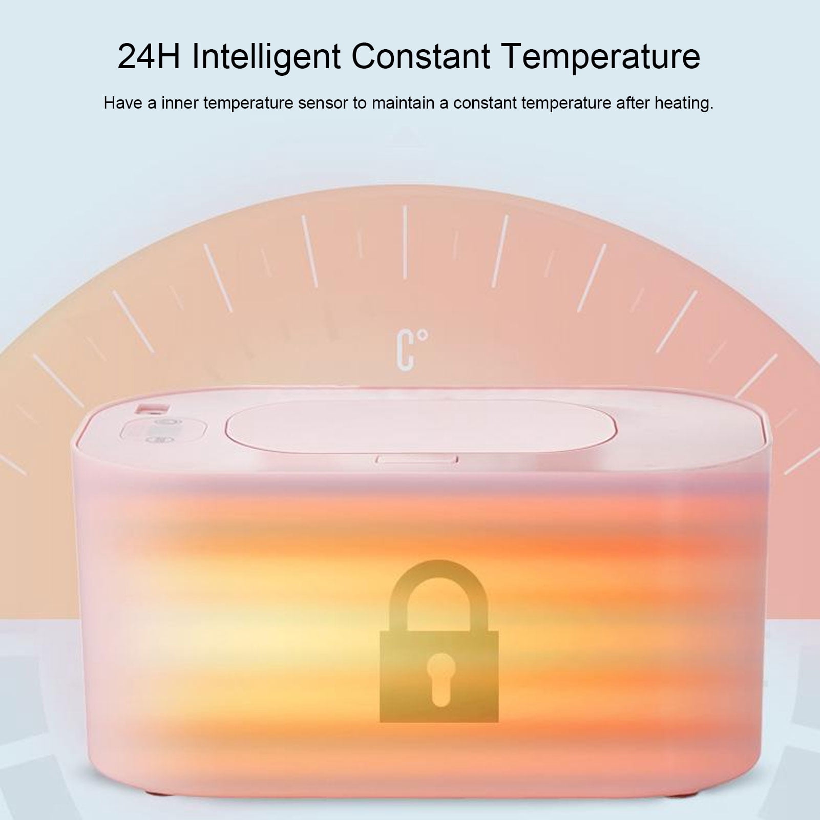 Yajisi Baby Wipe Warmer USB Constant Temperature Portable Wipe Heater Temperature Adjustment Warm Keeper Dispenser 5V Pink 8.27x5.51x4.72 inches / 21x14x12 cm