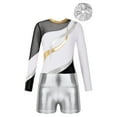 thumbnail image 3 of YONGHS Kids Girls Rhinestone Gymnastic Dance Leotard Tumbling Bodysuit with Shorts Scrunchies Set White 8, 3 of 7