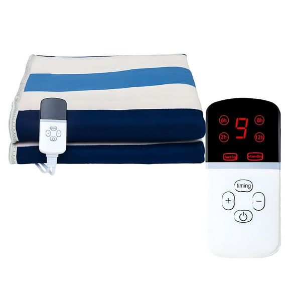 HIBIBUD Heated Electric Blanket Queen Size Single Controller Anti-Static Flannel and Sherpa Heating Warming Bed Blanket with 10 Heating Levels 12 Hours Auto Off Fast Heating