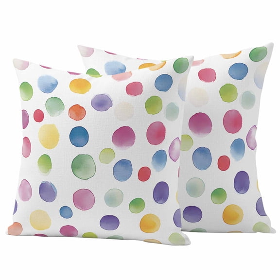 Boho Polka Dots Outdoor Waterproof Pillow Covers, Ombre Purple Blue Pink Green Watercolor Decorative Square Throw Pillowcase Sofa Cushion Sham for Patio/Couch/Chair, 18"x18" 2 Pack