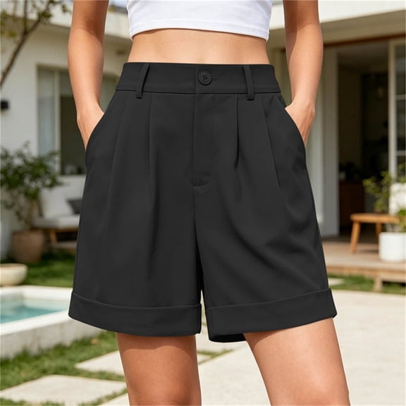 SOOMLON Golf Shorts Women Button Zipper Ruched Shorts Breathable 5 Inch Inseam Shorts with Pockets Dressy Work Clothes