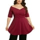 thumbnail image 1 of Blusas peplum casual de manga corta con escote en V para mujer de tallas grandes GRACE & GRANDEUR 2X Burdeos, 1 of 1