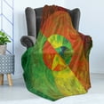 thumbnail image 4 of Psychedelic Soft Flannel Fleece Throw Blanket, Abstract Surreal Fractal Dreamlike Fantasy Harmony of Color Theme, Cozy Plush for Indoor and Outdoor Use, 50" x 60", Green Yellow, by Ambesonne, 4 of 5