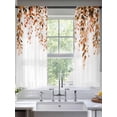 thumbnail image 2 of Orange Eucalyptus Sheer Curtains 63 Inch Length 2 Panels Set Window Treatments, Fall Weeping Botanical Leaf Watercolor Rod Pocket Semi Curtains for Living Room/Bedroom/Kitchen Décor, 104"W x 63"L, 2 of 7