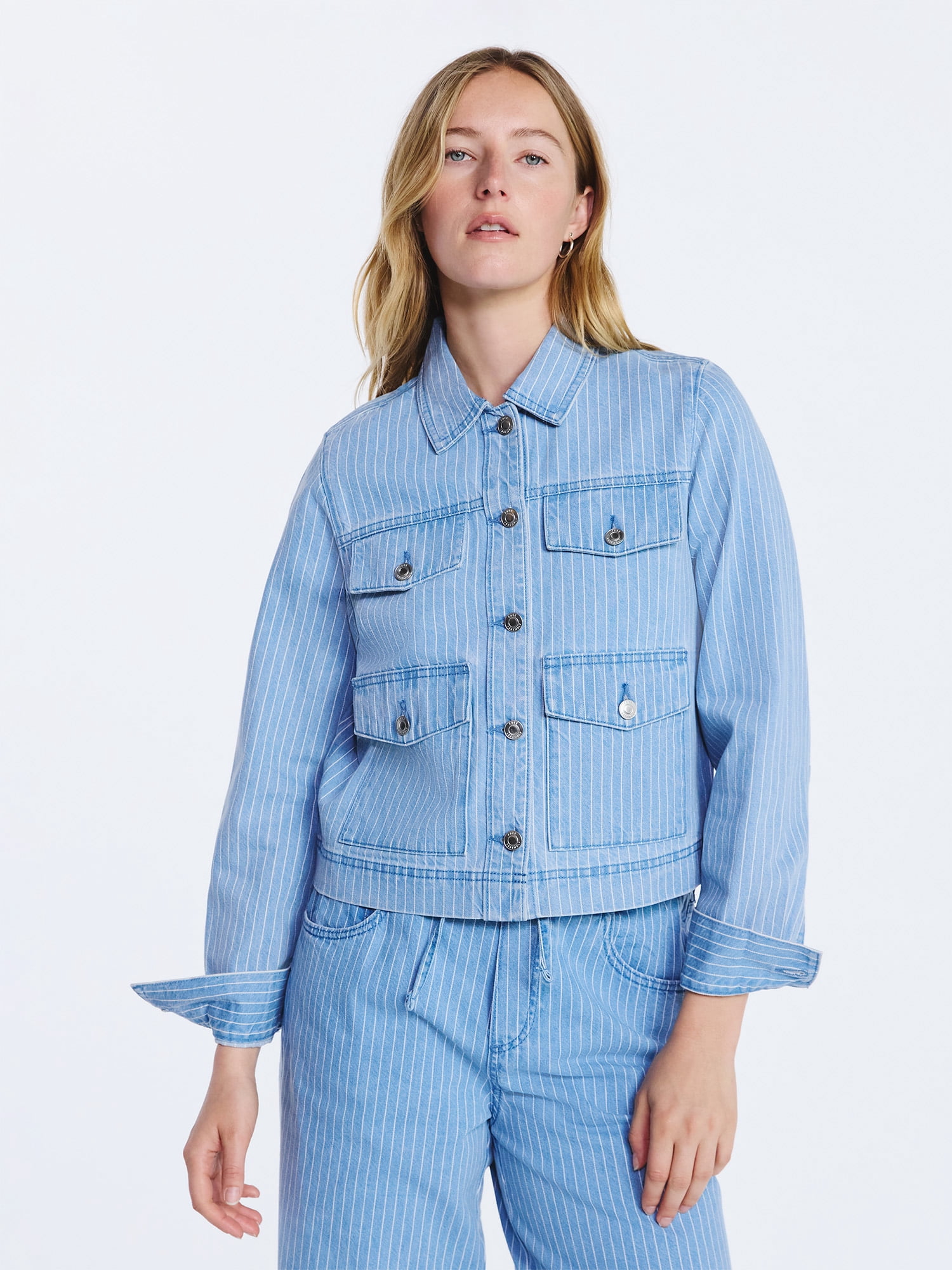 Free Assembly Women's Striped Denim Jacket, Sizes XS-XXL