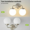 thumbnail image 6 of Deyidn 2 Light Pale Gold Bathroom Vanity Light with White Globe Glass Shade Modern Bathroom Wall E12 Bulb, 6 of 7