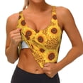 thumbnail image 3 of Picia Yellow Leopard Print Sunflower Sports Bra for Women,Padded Strappy Sports Bras Medium Support Yoga Bra with Removable Cups,Running Yoga Bra-Large, 3 of 9