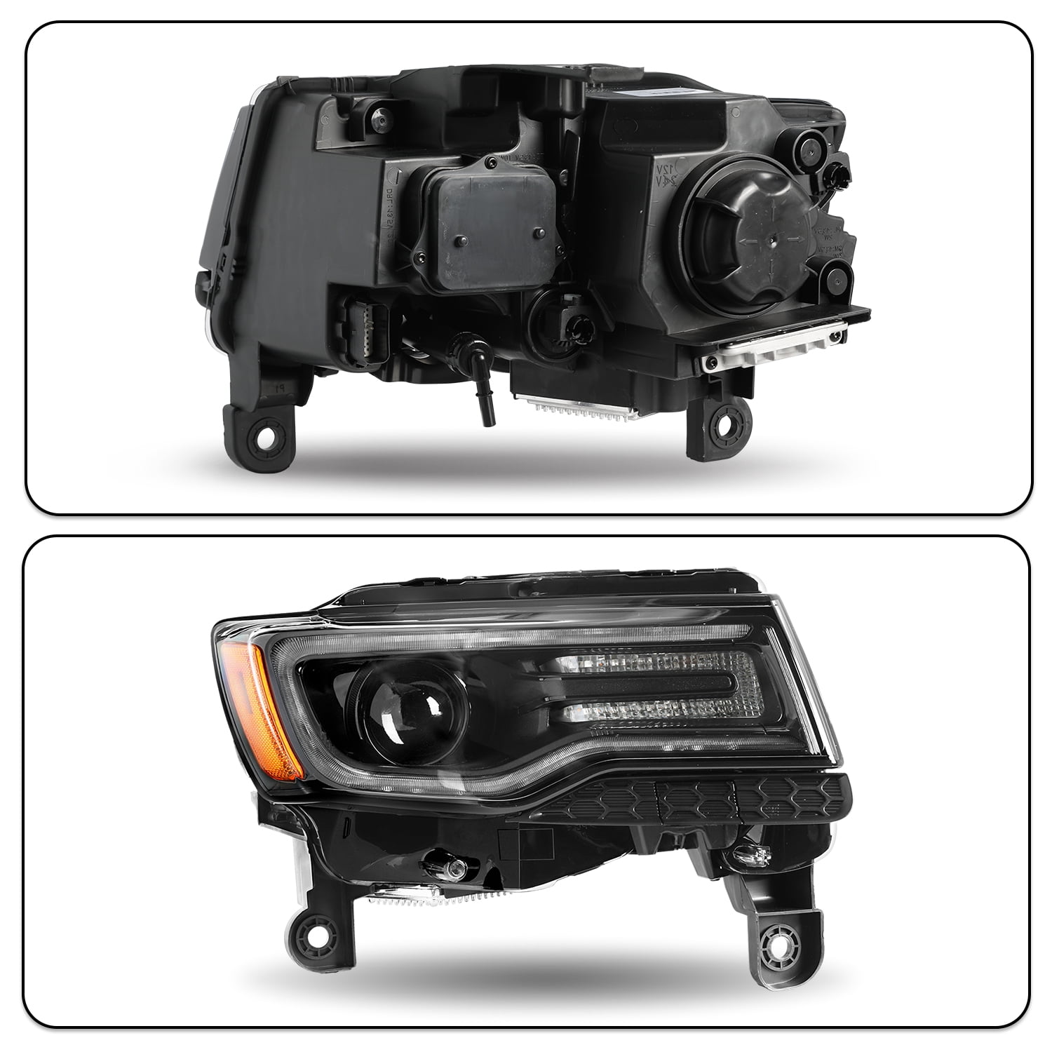 Black Headlights For 2014-2021 Jeep Grand Cherokee w/Bulbs&Ballast HID Lamp LH/RH