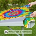 thumbnail image 6 of Colorful Rainbow Tie Dye Spiral Pattern Square Fitted Tablecloth with Elastic Edge,Square Table Cover,Washable Elastic Table Cover for Home Kitchen Party Decor 34"x34", 6 of 6