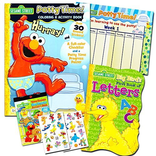 Sesame Street Elmo Potty Training Book Set For Toddlers -- Includes Progress Chart, Poster, Reward Stickers And Bonus Elmo Abc Book
