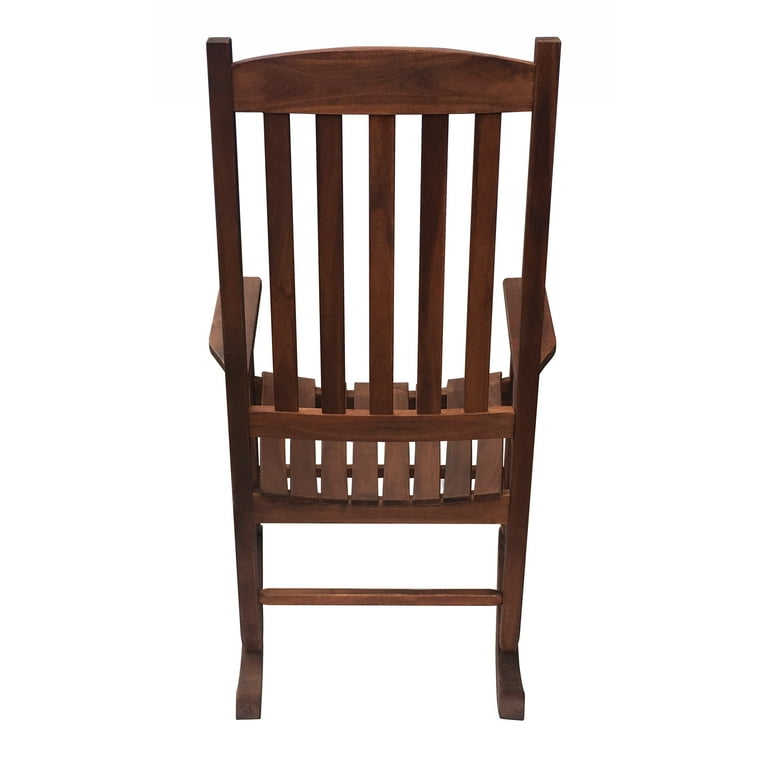 Mainstays Outdoor Wood Porch Rocking Chair Dark Brown Color