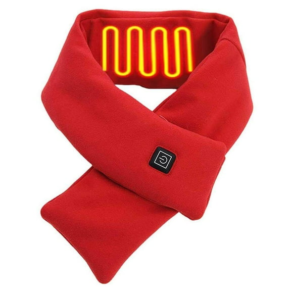 Qarigey Bufanda térmica con carga USB, calentador de cuello eléctrico para invierno, soporte térmico para babero para ciclismo al aire Protección de la piel Rojo
