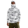 thumbnail image 2 of Bulopur Grey Camo Print Men’s Lightweight UV Protection Hoodie, Long Sleeve Fishing Rash Guard Shirt with Breathable Face Mask, UPF 50+ for Hiking and Surfing, 2 of 8