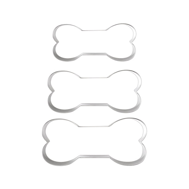Gibobby Molde de postre en forma de antorcha de inoxidable con forma de hueso de 3 piezas, molde de corte de postre Fondant que se puede pon(Plata de plata)