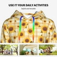 thumbnail image 4 of Daiia Coffee Plaid Sunflower Pattern Women's Fashion Hoodies & Sweatshirts with Kangaroo Pocket Hooded Sweatshirt with Eye-catching Drawstrings-Small, 4 of 7