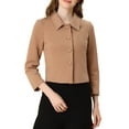 thumbnail image 1 of INSPIRE CHIC Manteaux Courts Élégants pour Femmes à Boutons, Col Pointu, TP Brun Clair, 1 of 6