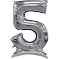 thumbnail image 4 of 54 inch Stand-Up Numberz 5 - Silver (Air-Fill Only) Foil Mylar Balloon - Party Supplies Decorations, 4 of 5